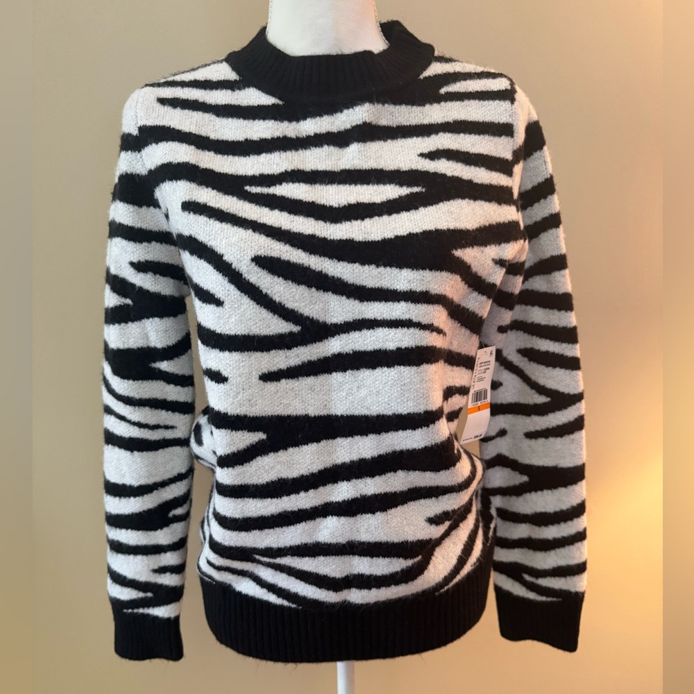 Karen Kane Berry Mountain Zebra Striped Sweater NWT